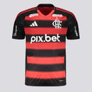 Camisa Flamengo I 2025 Adidas Torcedor Masculina - Vermelho/Preto - Com Patrocínios